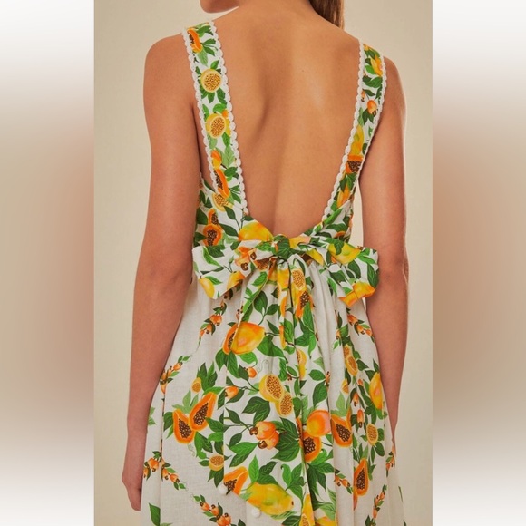 NWT Farm Rio size S Papaya salad scarf maxi dress in off white - Picture 3 of 12